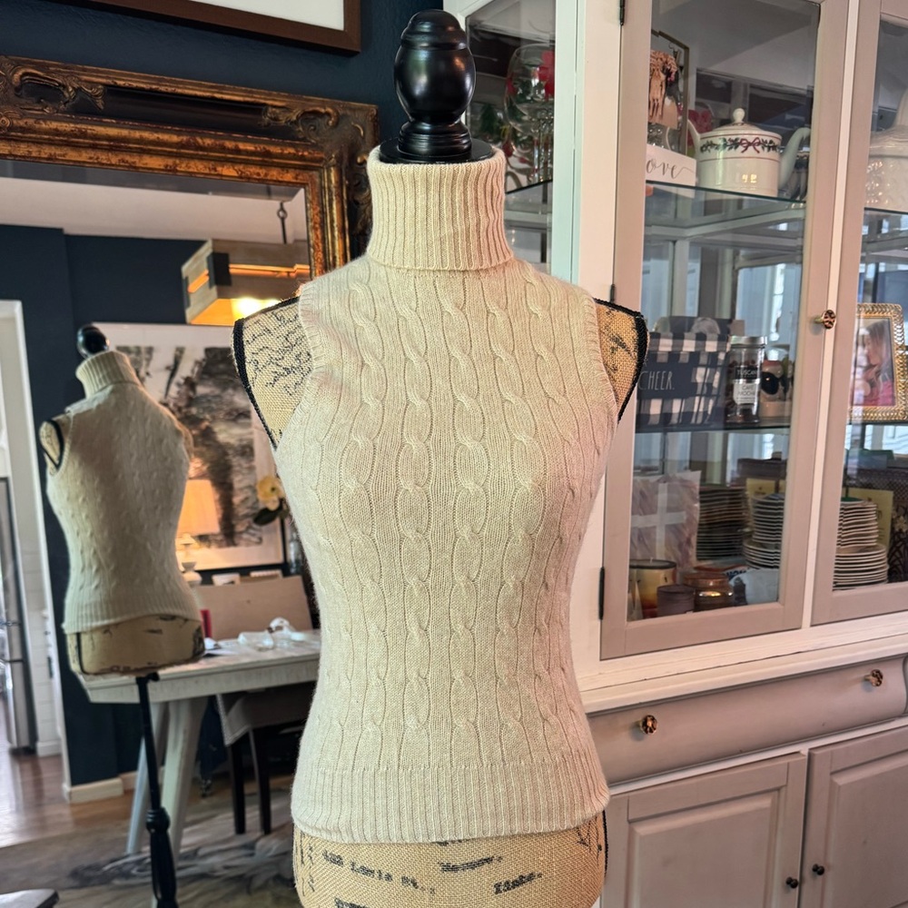 Ralph Lauren Beige Cable Knit Turtleneck Sweater
